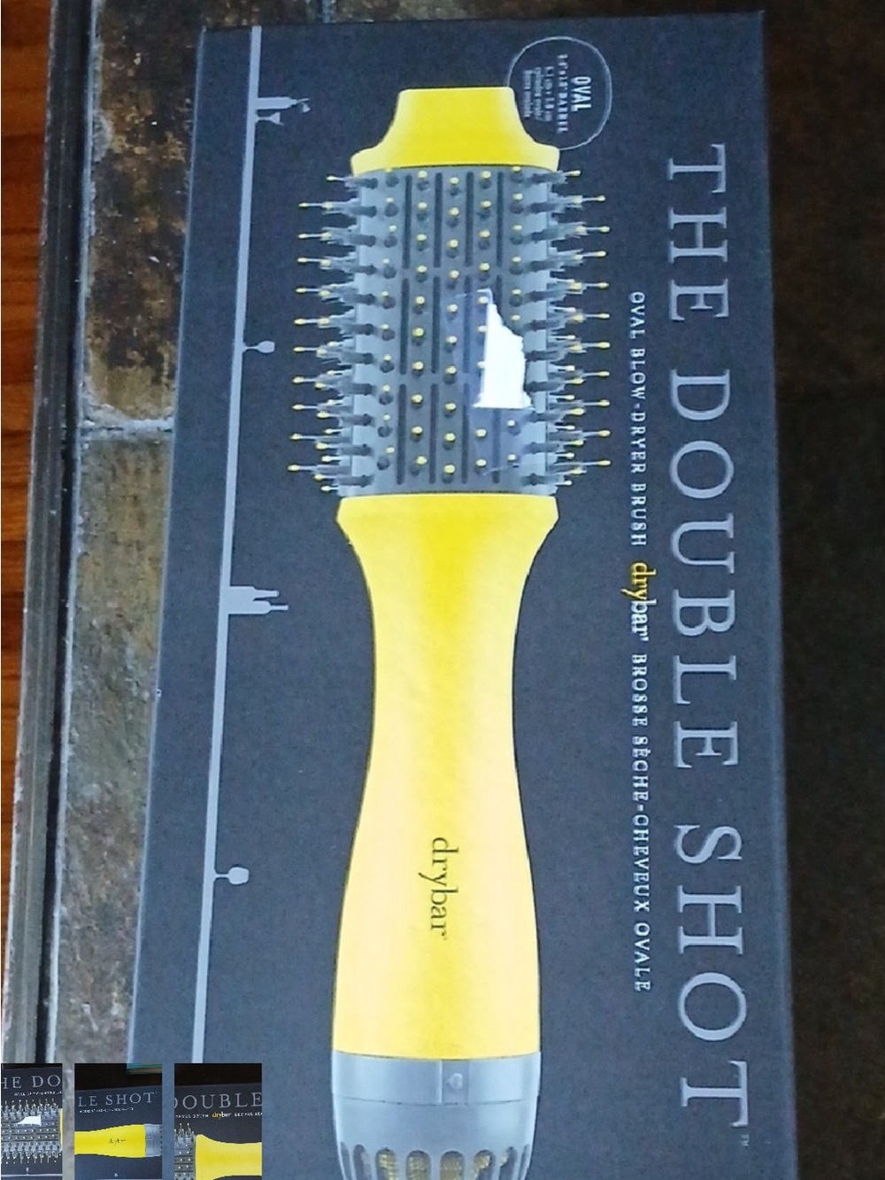 Drybar Oval Styling Brush in Yellow and Gray. D